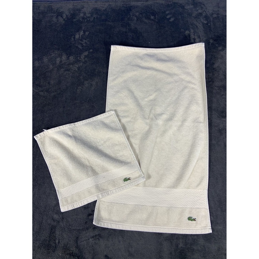 Mixed Lot Lacoste Restoration Hardware 2pc Towel Set Cream Cotton Bath Hand Wash